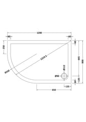 Nuie NTP112 Offset Quad Shower Tray LH 1200 x 800mm, White