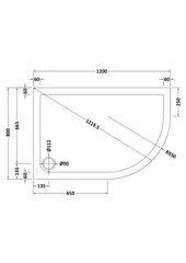 Nuie NTP113 Offset Quad Shower Tray RH 1200 x 800mm, White