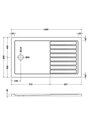 Nuie NTP1480 Rectangular Walk-In Shower Tray 1400 x 800, White