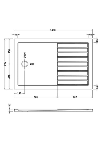 Nuie NTP1490 Rectangular Walk-In Shower Tray 1400 x 900, White