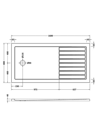 Nuie NTP1680 Rectangular Walk-In Shower Tray 1600 x 800, White