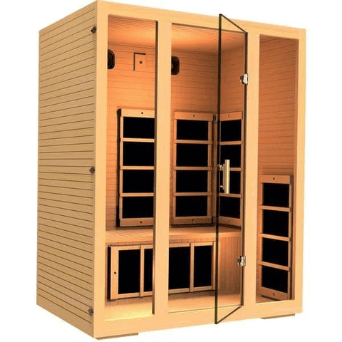 JNH Lifestyles Joyous 3 Person Hemlock Wood Carbon Fiber Far Infrared Sauna (2019 Model) - Houux