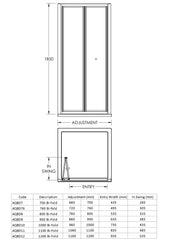 Nuie AQBD7 Pacific 700mm Bi-Fold Door