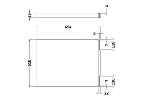 Nuie PAN142 Acrylic End Panel (700mm), Gloss White