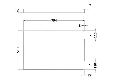 Nuie PAN144 Acrylic End Panel (800mm), Gloss White