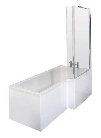 Nuie SBATH29 1500mm Right Hand Square Shower Bath Set, White