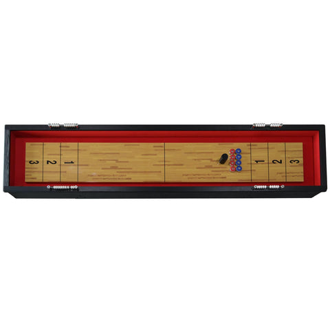 Avenger 9-Foot Shuffleboard for Family Game Rooms with Padded Gutters, Leg Levelers, 8 Pucks and Wax - Houux