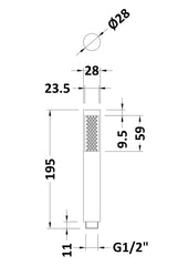 Hudson Reed PK330 Brass Pencil Shower Handset, Chrome