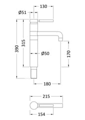 Hudson Reed PK370 Tec Single Lever High Rise Mixer, Chrome