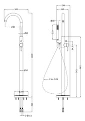 Hudson Reed PN321 Tec Floor Standing Bath Shower Mixer, Chrome