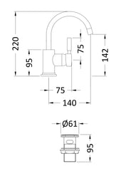 Hudson Reed PN386 Tec Single Lever Mini Mono Basin Mixer, Chrome