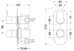 Hudson Reed REI3407 Reign Twin Valve With Diverter, Chrome