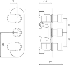 Hudson Reed REI3417 Reign Triple Thermostatic Shower Valve With Diverter, Chrome