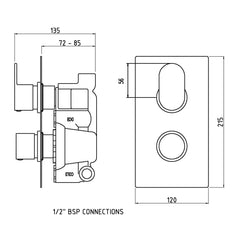 Hudson Reed REI3607 Reign Twin Valve With Diverter, Chrome