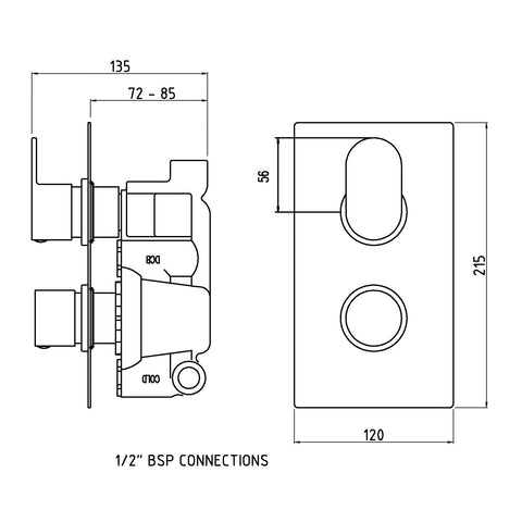 Hudson Reed REI3610 Reign Twin Thermostatic Shower Valve, Chrome