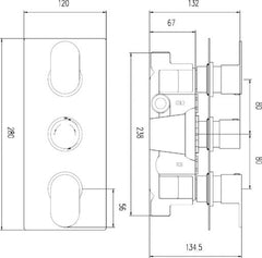 Hudson Reed REI3611 Reign Triple Thermostatic Shower Valve, Chrome