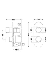 Hudson Reed RNDTW01 Round Twin Valve, Chrome