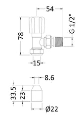 Hudson Reed RV003 Angled Radiator Valve Pack (Pairs), Chrome