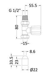 Hudson Reed RV004 Straight Radiator Valve Pack (Pairs), Chrome