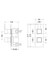 Nuie SANTW02 Sanford Twin Thermostatic Valve With Diverter, Chrome