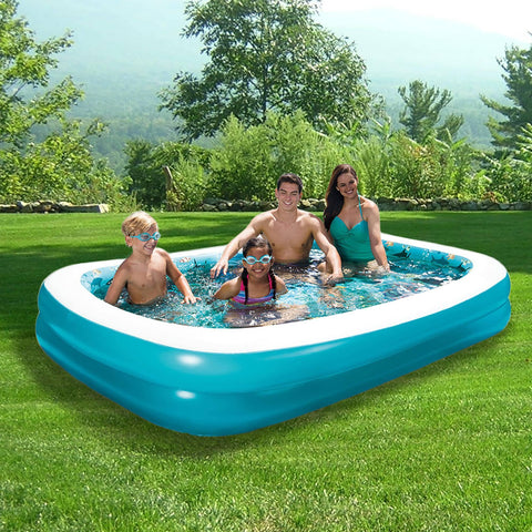 3D Inflatable Rectangular Family Pool - 103-in x 69-in - Houux