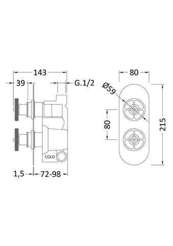 Hudson Reed SIWTW02 Industrial Twin Valve with Diverter, Chrome