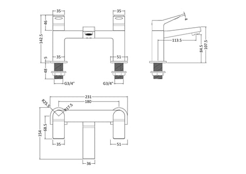 Hudson Reed SOA303 Soar Bath Filler, Chrome