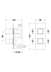 Hudson Reed SQRTW01 Square Twin Valve, Chrome