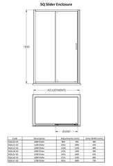 Nuie SQSL10BP 1000mm Black Profile Sliding Door