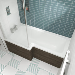 Nuie WBS1585L 1500mm Left Hand Square Shower Bath, White
