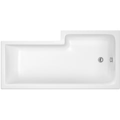 Nuie WBS1685L 1600mm Left Hand Square Shower Bath, White