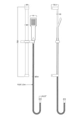 Nuie STY059 Slide Rail Shower Kit, Chrome