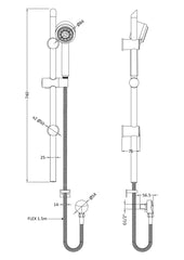 Nuie STY442 Slide Rail Shower Kit, Matt Black