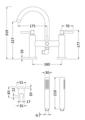 Hudson Reed TEL354 Tec Lever Bath Shower Mixer, Chrome