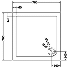 Nuie TR71003 Square Shower Tray 760 x 760mm, Slate Grey