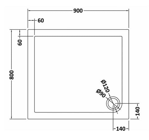 Nuie TR71009 Rectangular Shower Tray 900 x 800mm, Slate Grey