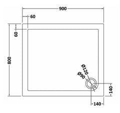 Nuie TR71009 Rectangular Shower Tray 900 x 800mm, Slate Grey