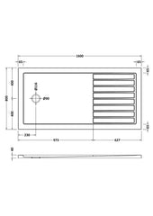 Hudson Reed TR711680 Rectangular Walk-In Shower Tray 1600 x 800mm, Slate Grey