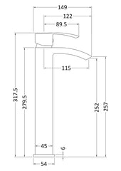 Nuie TSI307 Vibe High Rise Mixer, Chrome