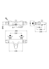 Nuie VBS004 Thermostatic Bath Shower Mixer, Chrome