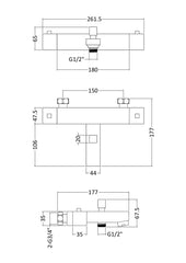 Nuie VBS005 Thermostatic Bath Shower Mixer, Chrome