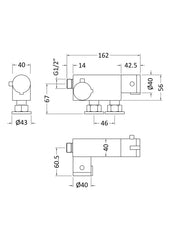 Nuie VBS023 Vertical Thermostatic Bar Valve, Chrome