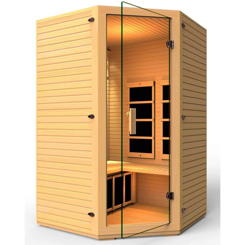 JNH Lifestyles Vivo 2-3 Person Hemlock Wood Carbon Fiber Far Infrared Sauna - Houux