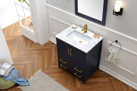 Legion Furniture WA7930-B 30" Solid Wood Sink Vanity With Mirror, No Faucet - Houux
