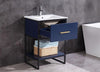 Image of Legion Furniture WH7024-BL-PVC 24" Blue Finish Sink Vanity With Black Metal Frame, PVC - Houux