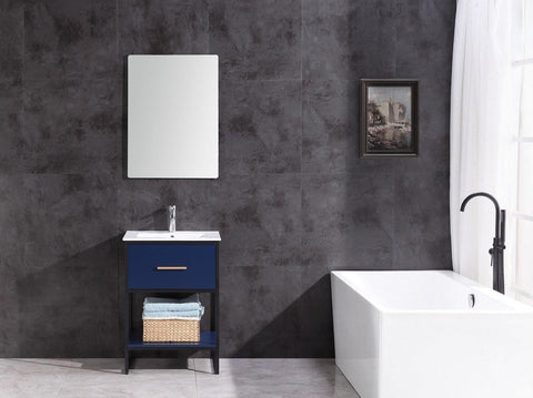 Legion Furniture WH7024-BL-PVC 24" Blue Finish Sink Vanity With Black Metal Frame, PVC - Houux