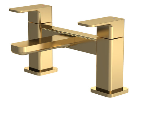 Nuie WIN803 Windon Deck Mounted Bath Filler, Brushed Brass
