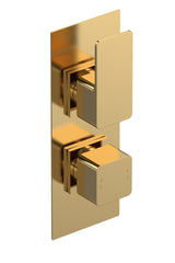 Nuie WIN8TW01 Windon Twin Thermostatic Valve, Brushed Brass