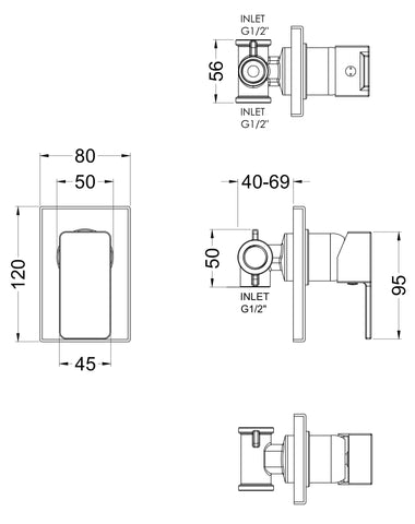 Nuie WINMV10 Windon Manual Shower Valve, Chrome