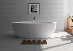 Legion Furniture WJ8615-W 74.8" White Matt Solid Surface Tub, No Faucet - Houux
